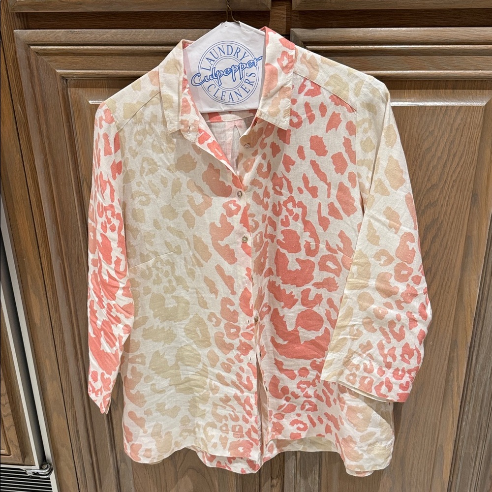 iLinen Lifestyle Linen Shirt w Pockets (Leopard)